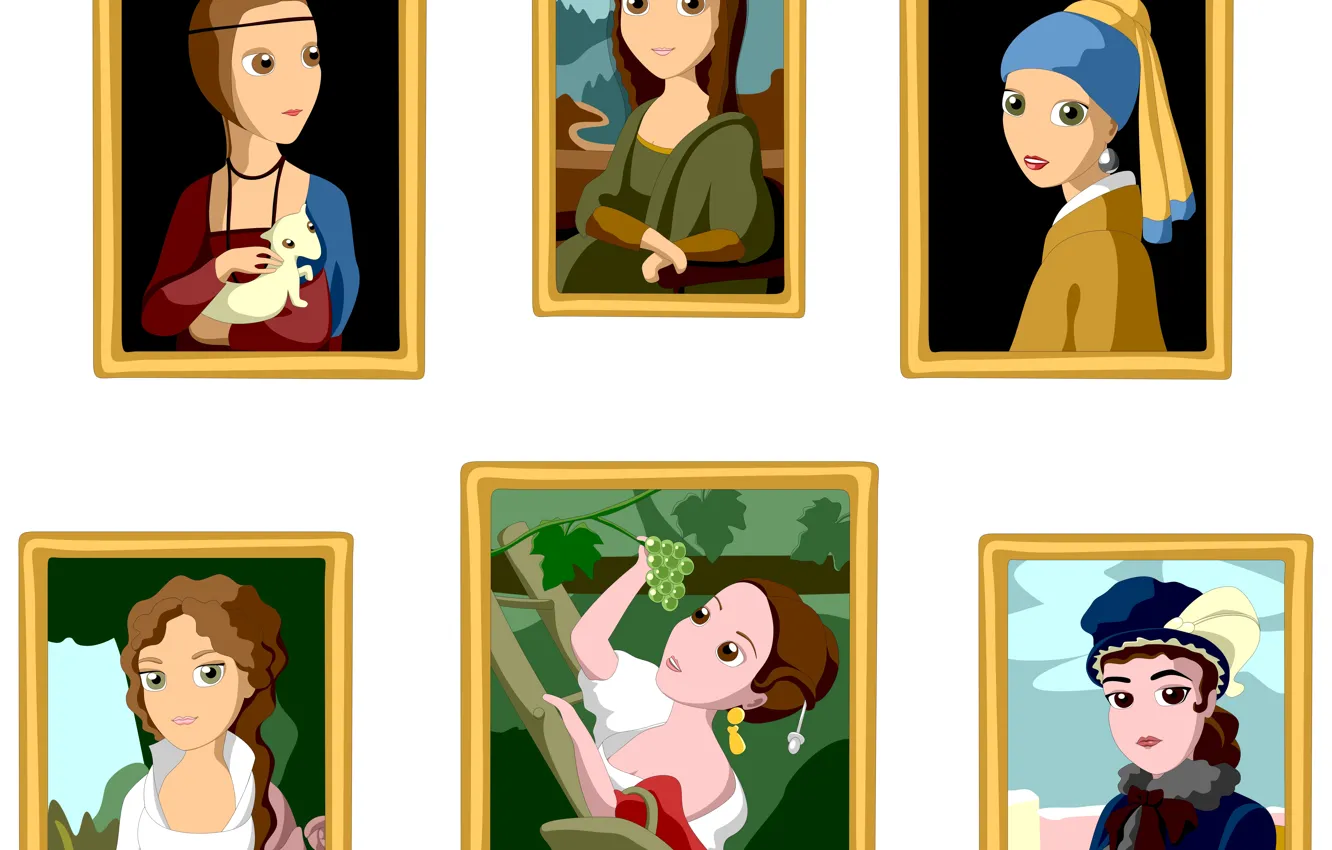 Photo wallpaper woman, portrait, picture, gallery, painting, art, Mona Lisa, Johannes Vermeer