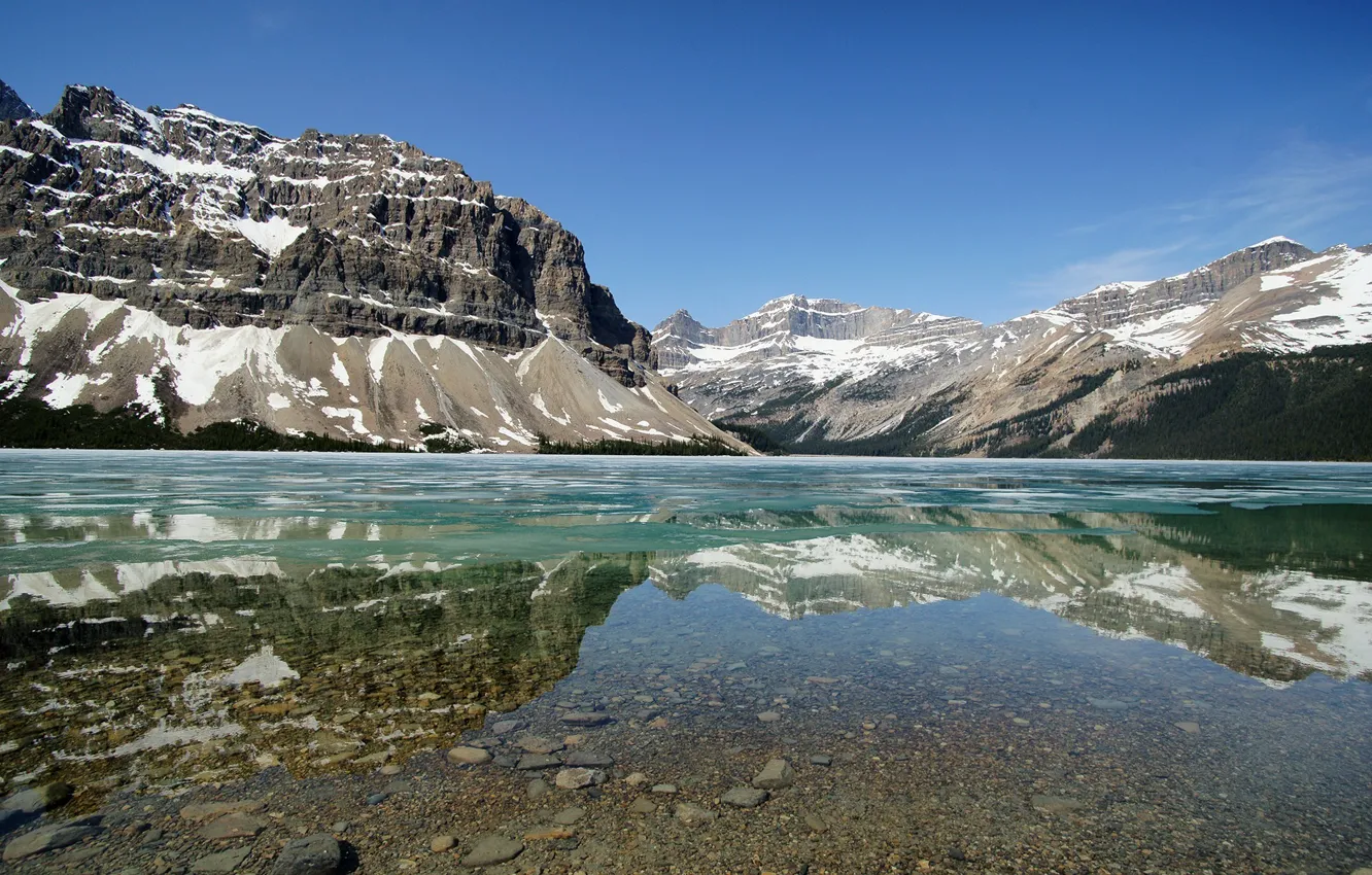Photo wallpaper ice, winter, mountains, lake, Canada, Banff National Park