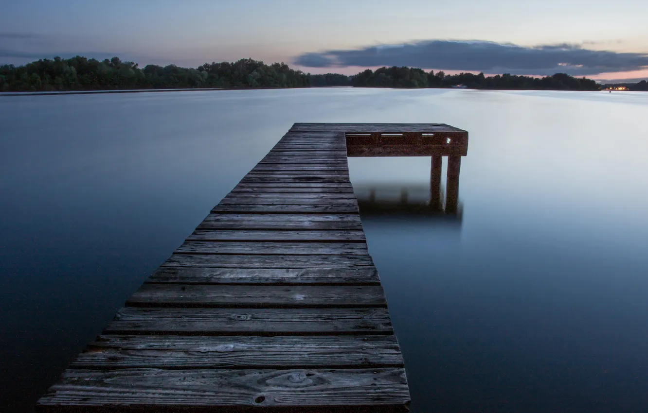 Photo wallpaper forest, the sky, clouds, landscape, sunset, nature, lake, the evening