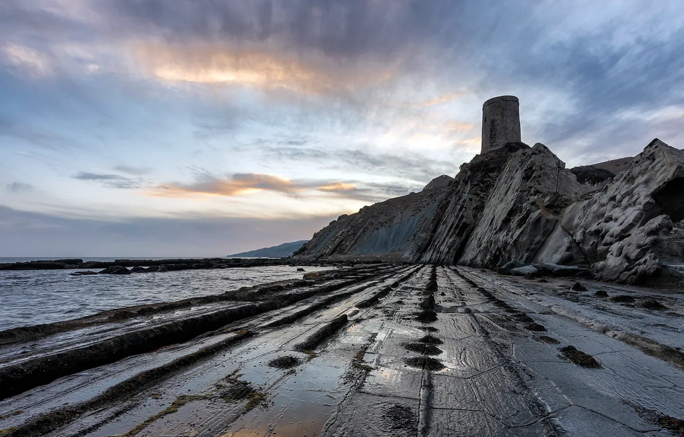 Photo wallpaper sea, shore, tower