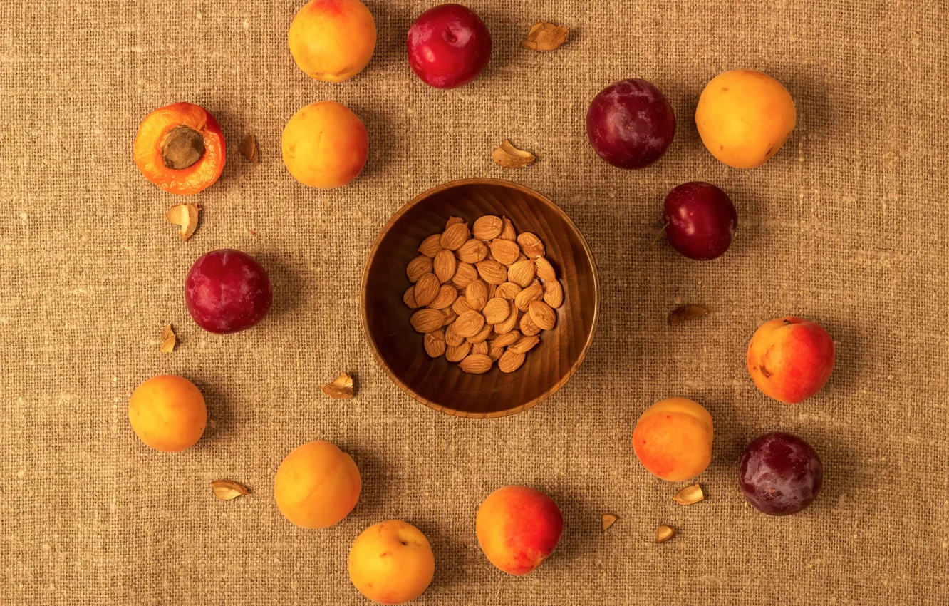 Photo wallpaper nuts, apricots, drain