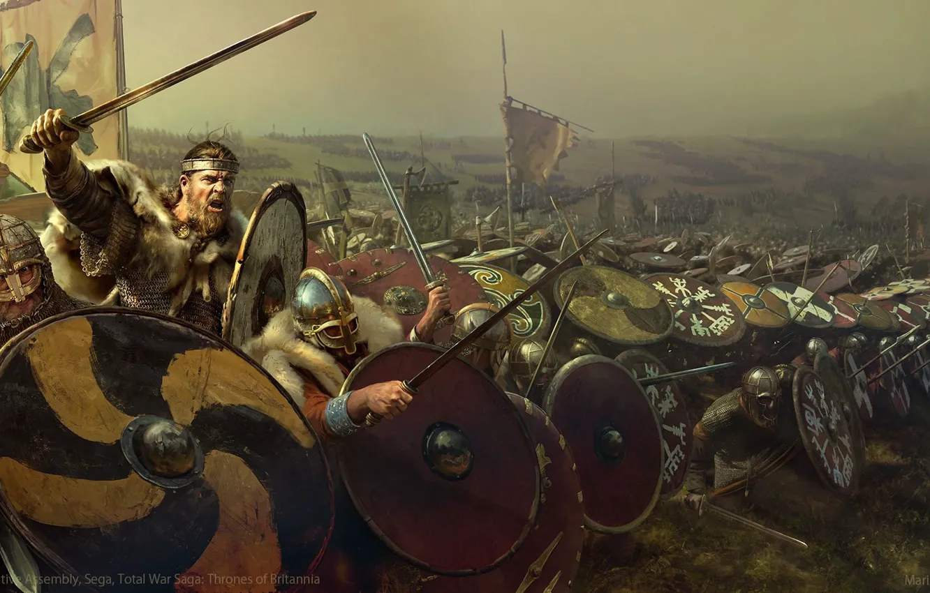 Photo wallpaper warrior, battle, shield, Total War, army, Vikings, The Vikings, Warriors