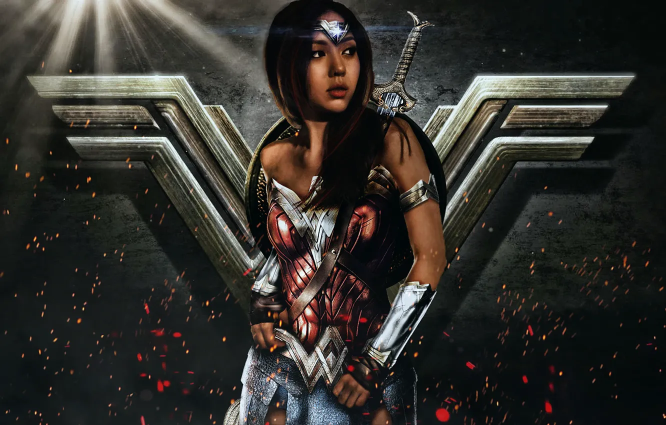 Photo wallpaper Asian, Wonder Woman, beautiful girl, I love it, Asian girl, Wonder Woman
