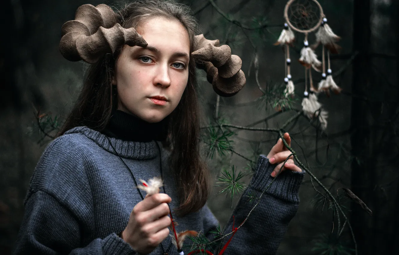 Photo wallpaper girl, horns, cosplay, Dreamcatcher