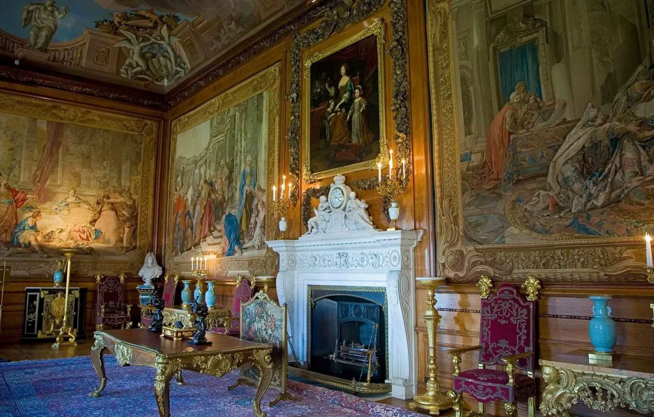 Photo wallpaper table, watch, picture, chair, vase, fireplace, Museum, painting