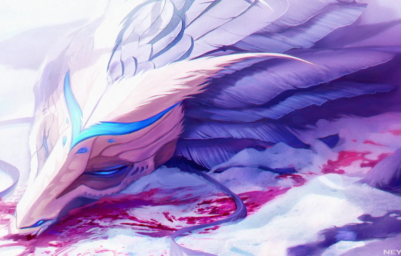 Photo wallpaper death, blood, dragon