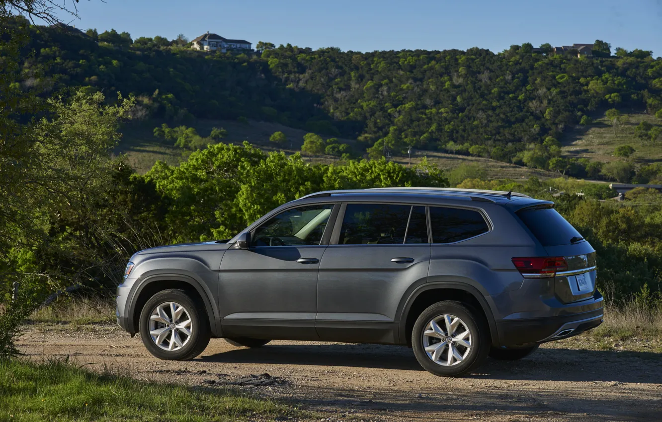 Photo wallpaper hills, vegetation, Volkswagen, shrub, Atlas, 2017, dark gray