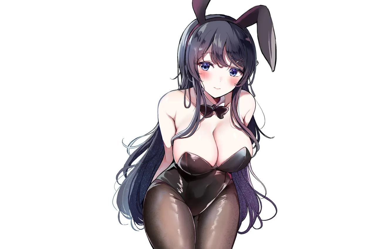 Photo wallpaper girl, sexy, cleavage, long hair, boobs, anime, beautiful, purple eyes