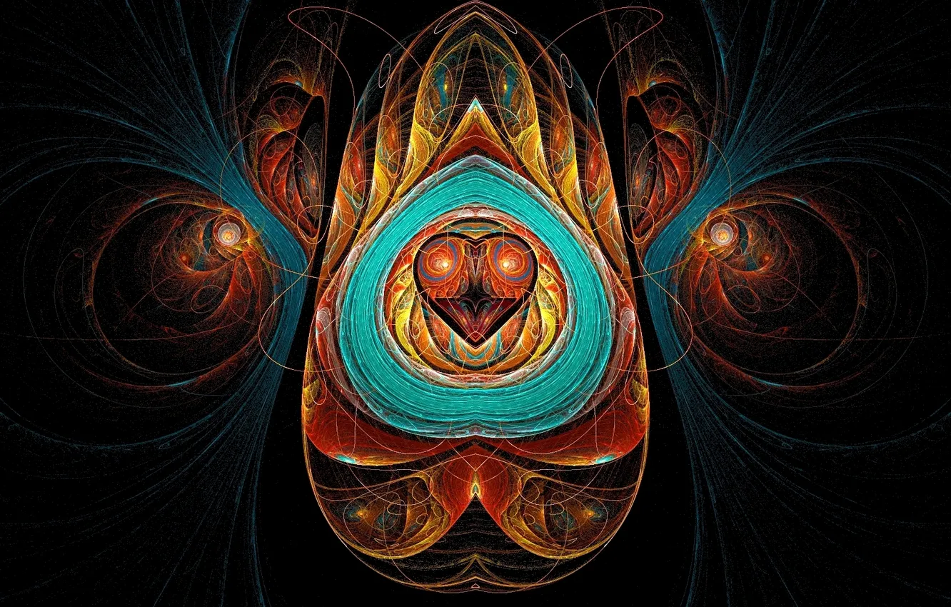 Photo wallpaper rays, abstraction, heart