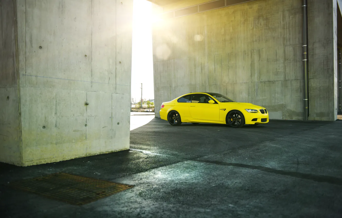 Photo wallpaper BMW, Tuning, BMW, Yellow, Drives, E92, Deep Concave