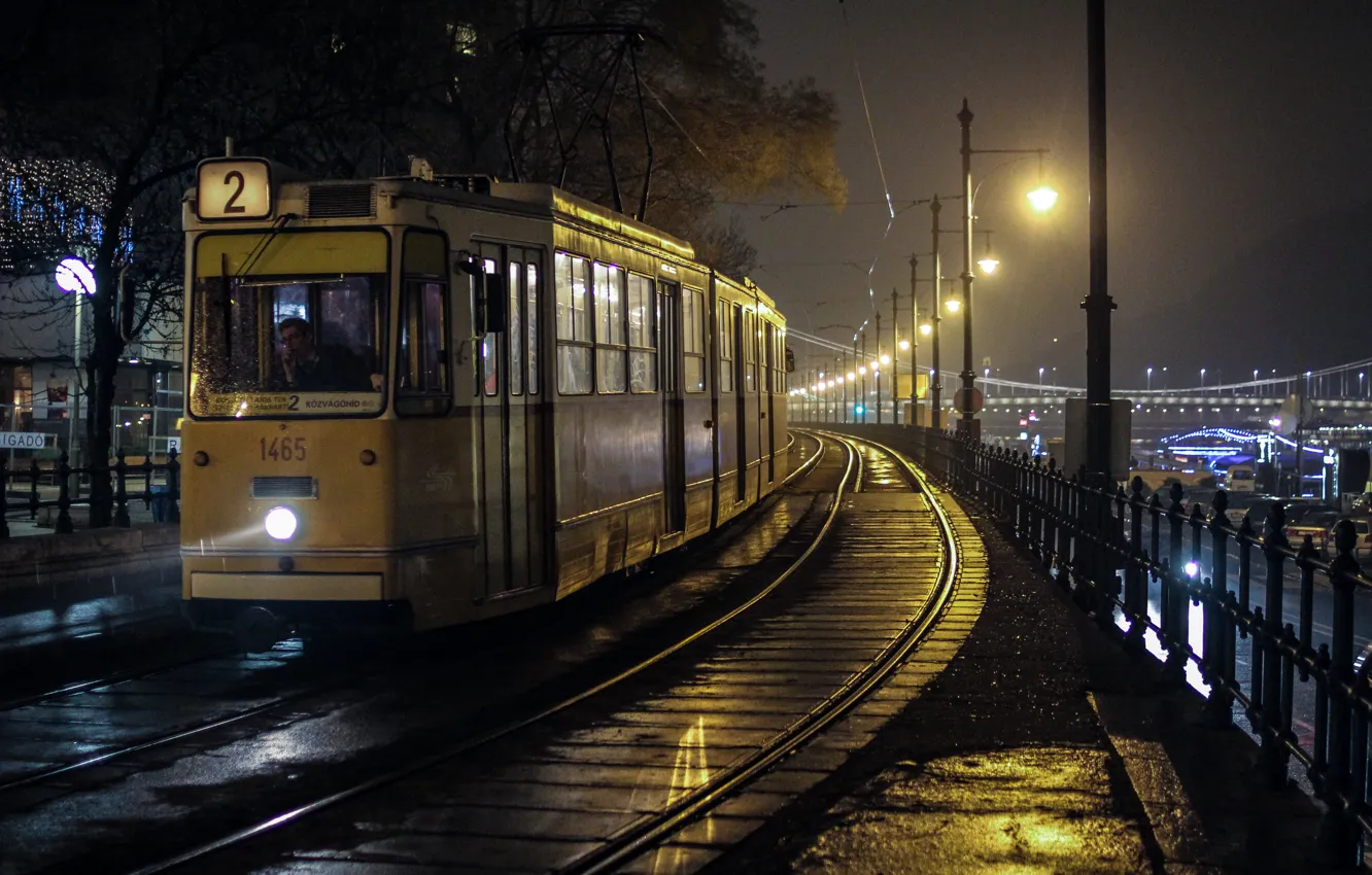 Photo wallpaper tram, Budapest, owl car