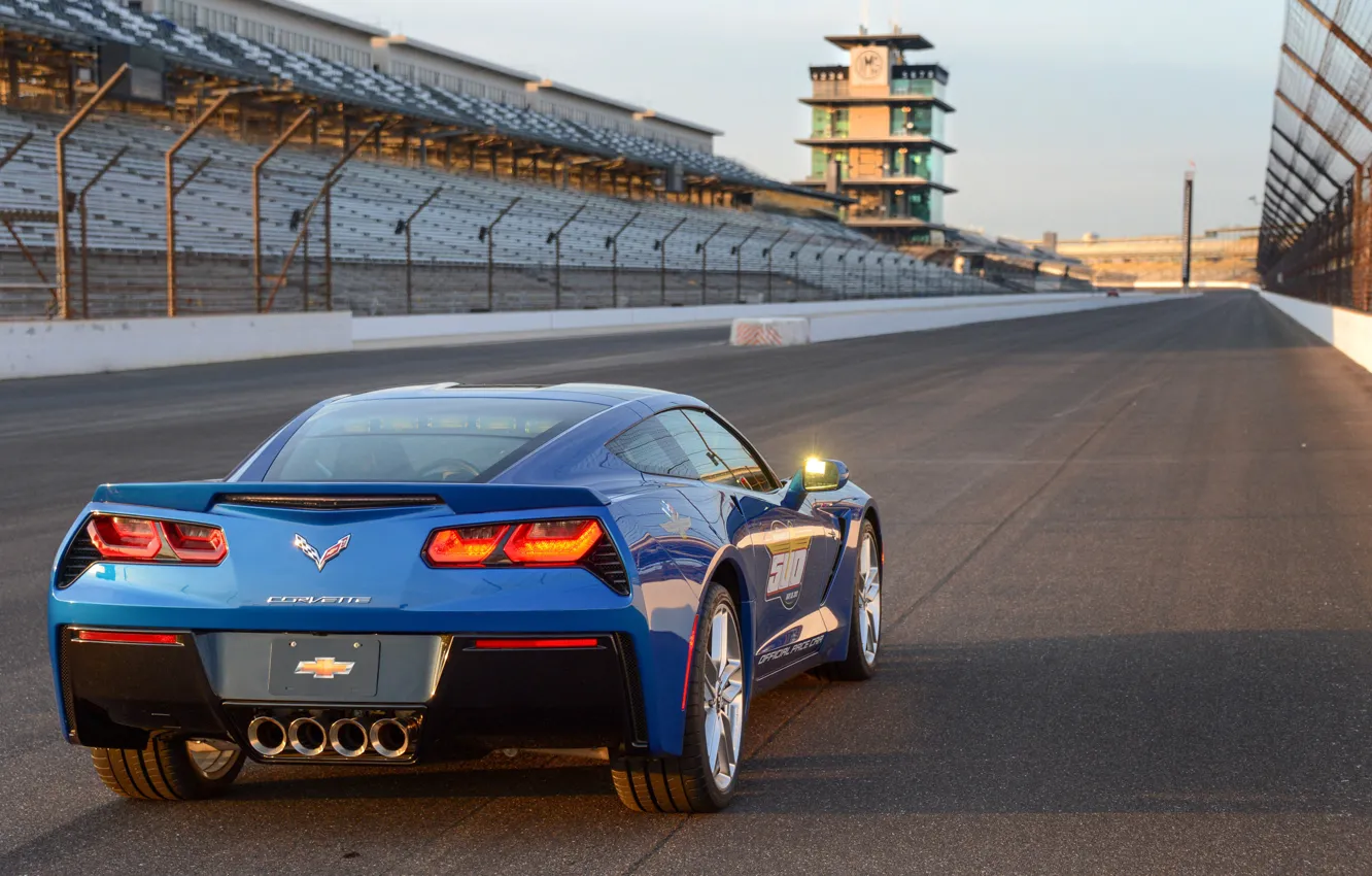 Photo wallpaper blue, Corvette, Chevrolet, Chevrolet, back, Stingray, Pace Car, Indy 500