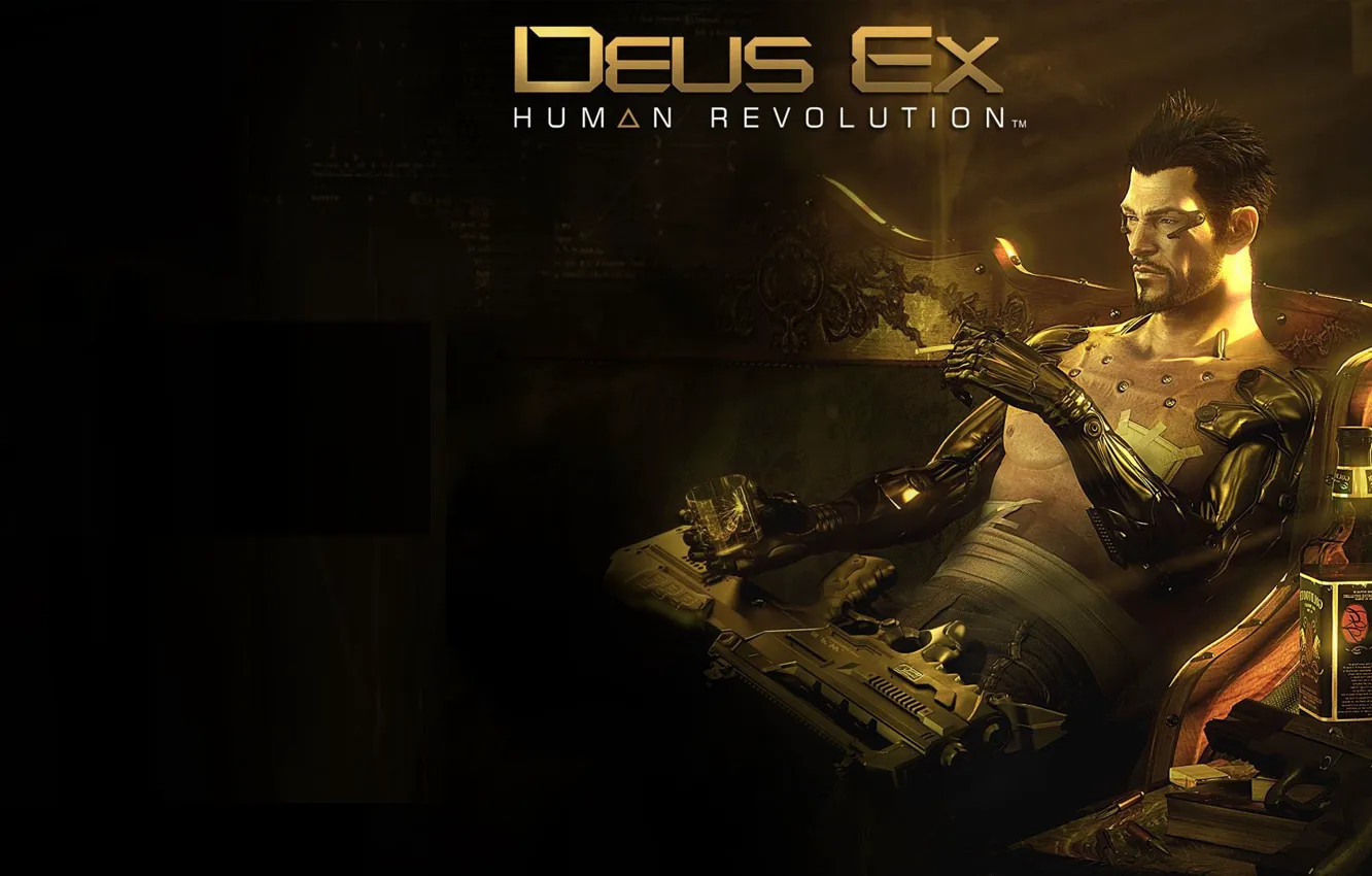 Photo wallpaper face, the game, art, male, cyborg, Square Enix, art, Deus Ex: Human Revolution
