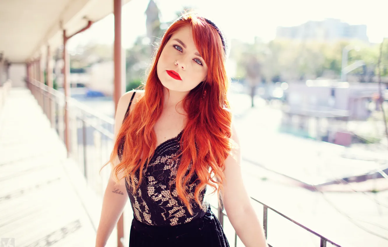 Photo wallpaper look, girl, hair, lipstick, red, looks