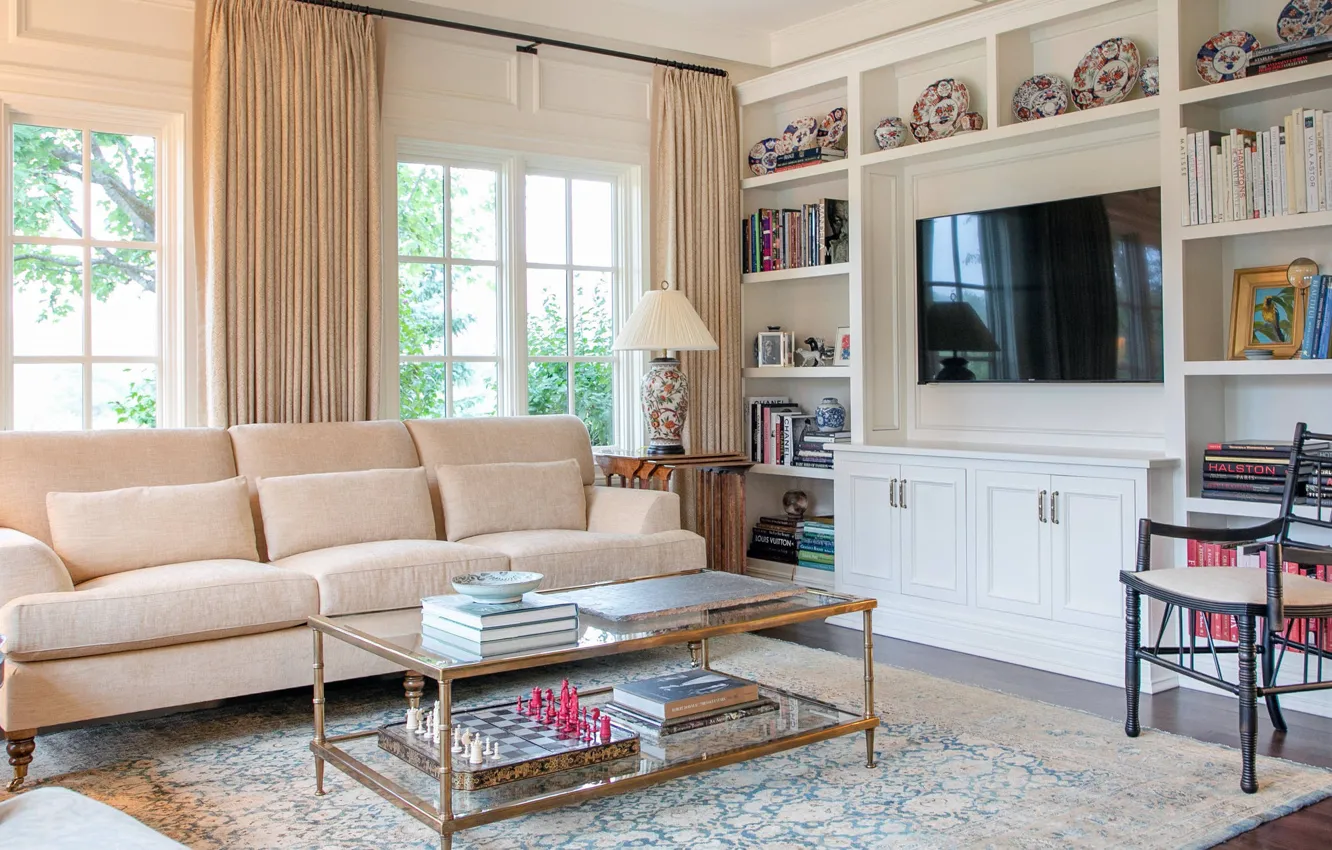 Photo wallpaper design, interior, library, living room, Country style, by Lowell Custom homes, French Country Couture, A …