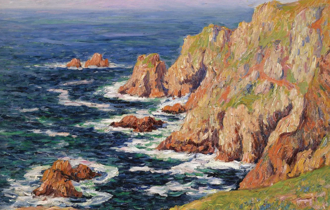 Photo wallpaper sea, landscape, rocks, picture, Henri Sea, Henry Moret, Wild Coast