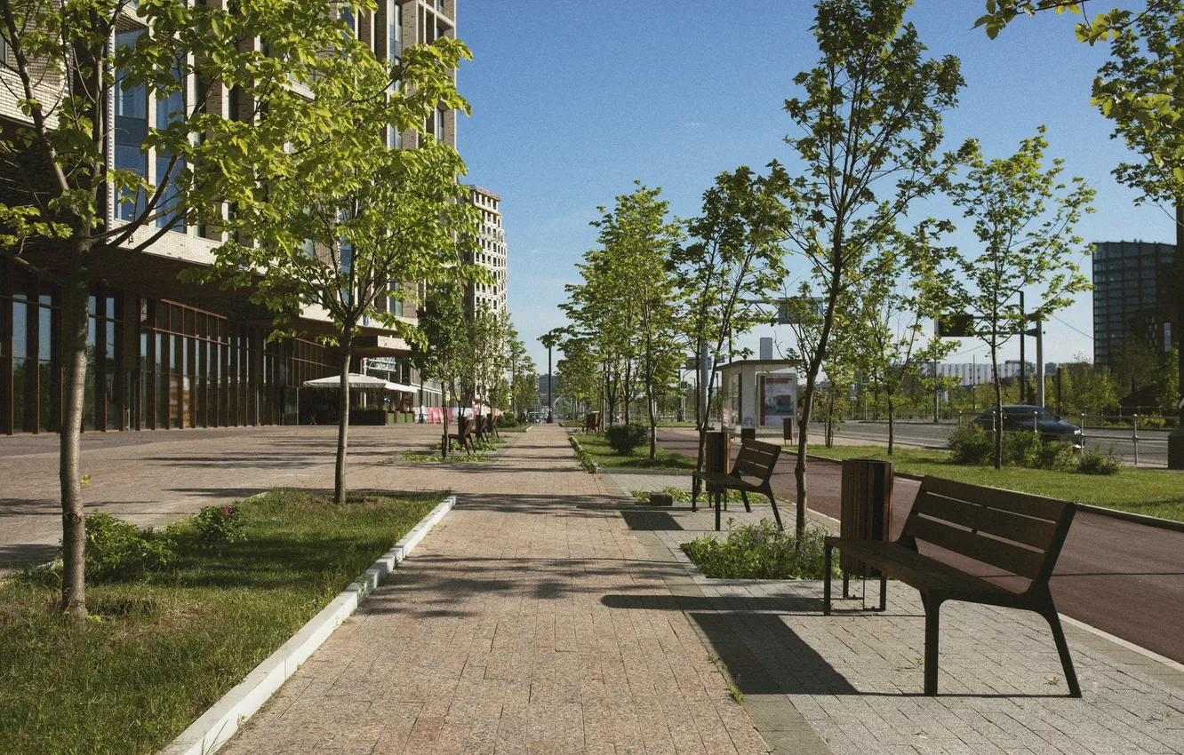 Photo wallpaper landscape, the city, landscape, building, shop