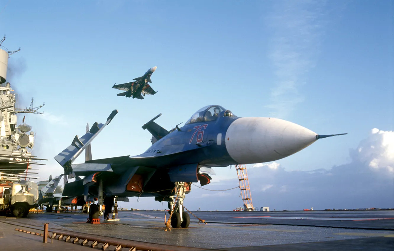 Photo wallpaper fighter, Su-27, deck
