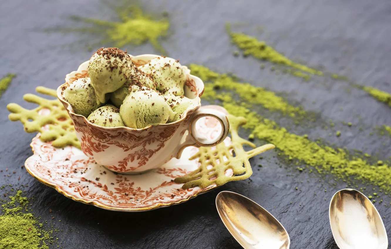 Photo wallpaper balls, ice cream, dessert, cup, sweet, sweets, ice cream