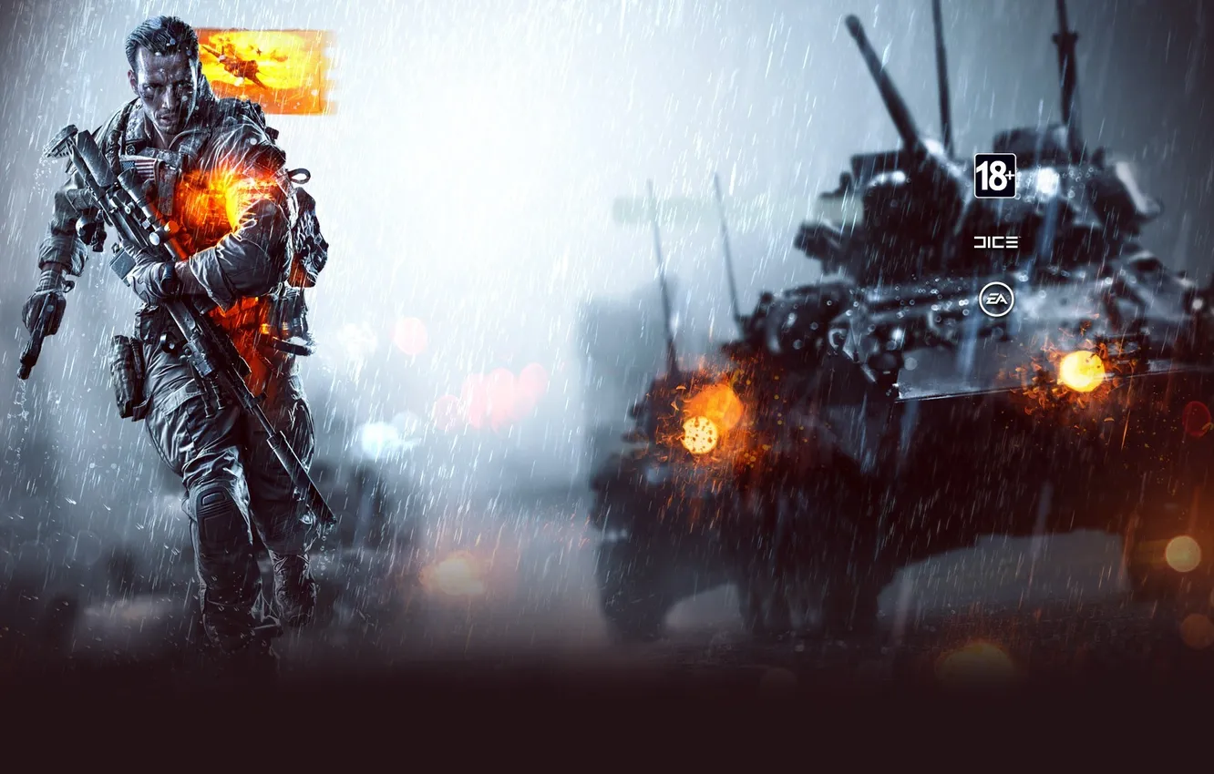 Photo wallpaper soldiers, BTR, DICE, Battlefield 4