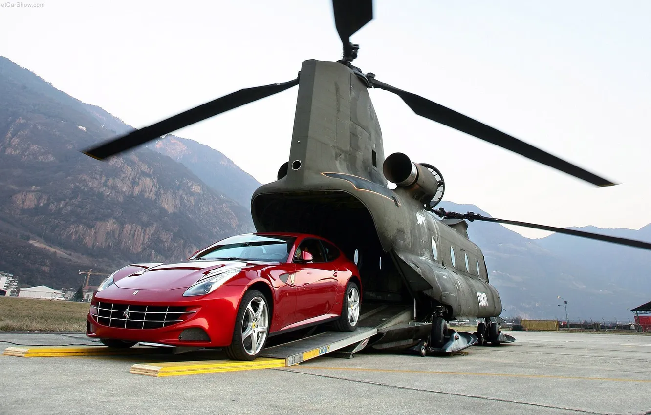 Photo wallpaper Ferrari, helicopter, 2012