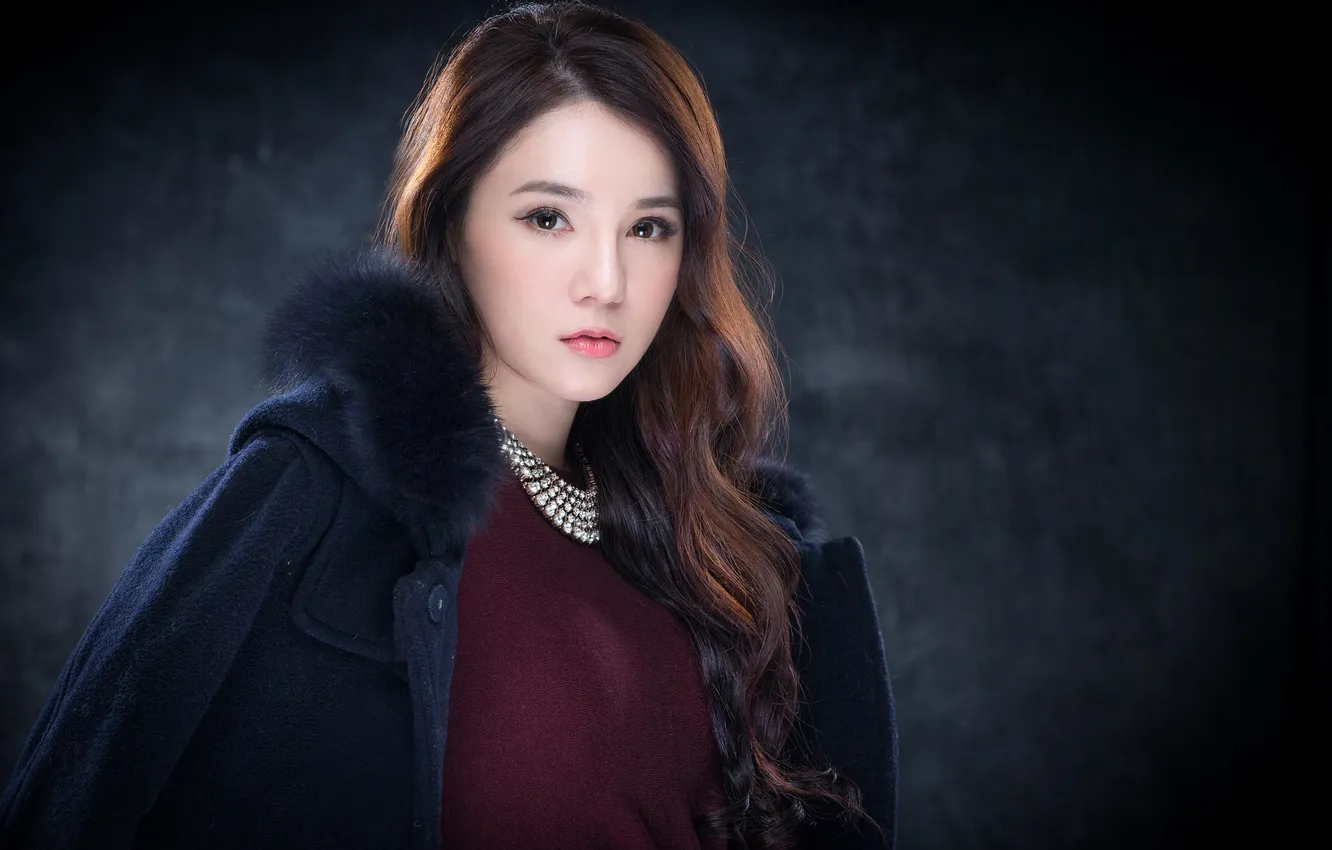 Photo wallpaper look, face, background, hair, coat