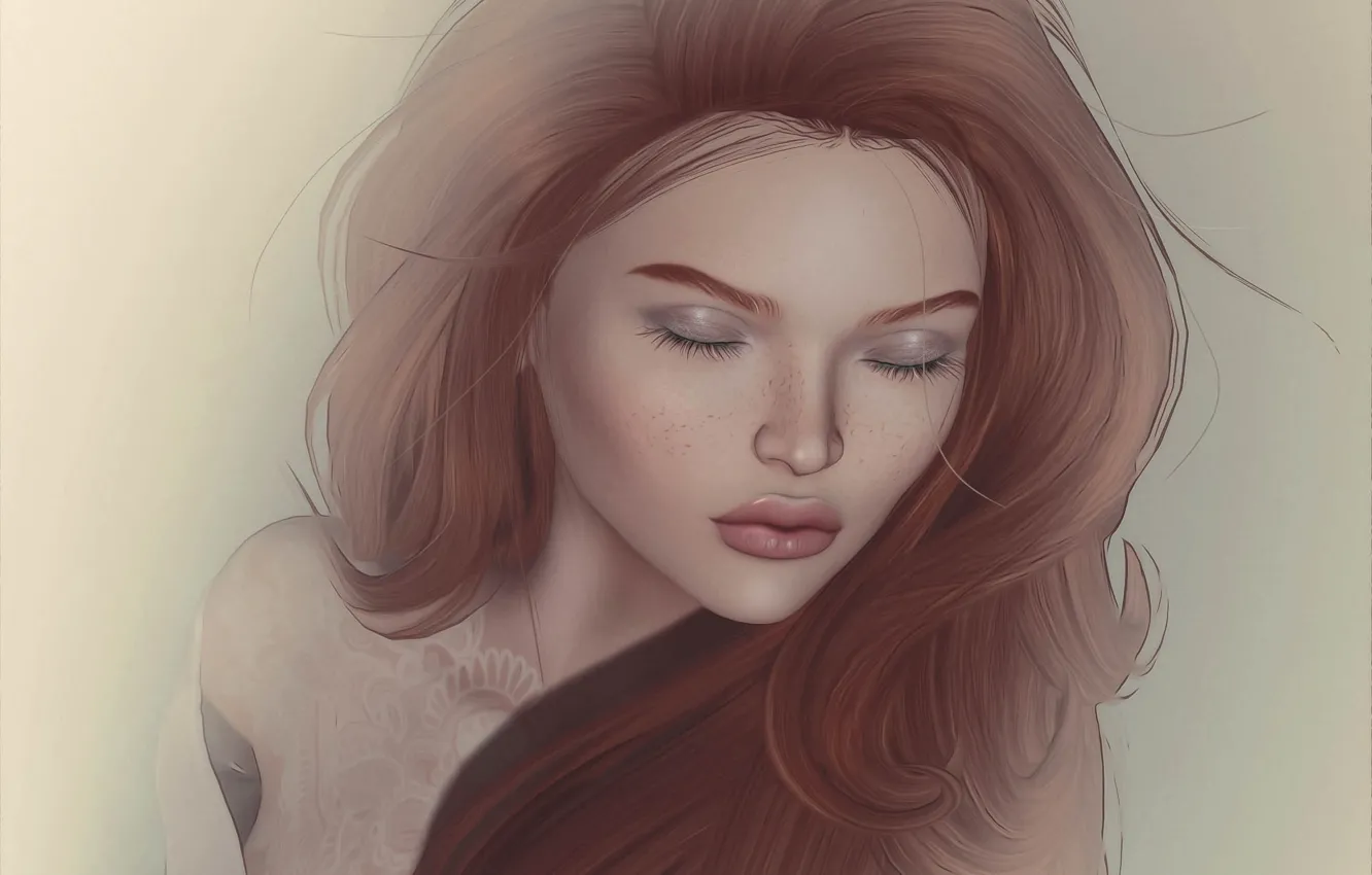 Photo wallpaper girl, face, mood, hair