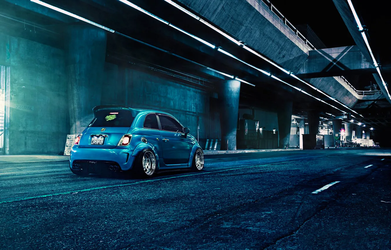 Photo wallpaper Blue, 500, Matte, Fiat, Abarth, Rear, Brushed, F132