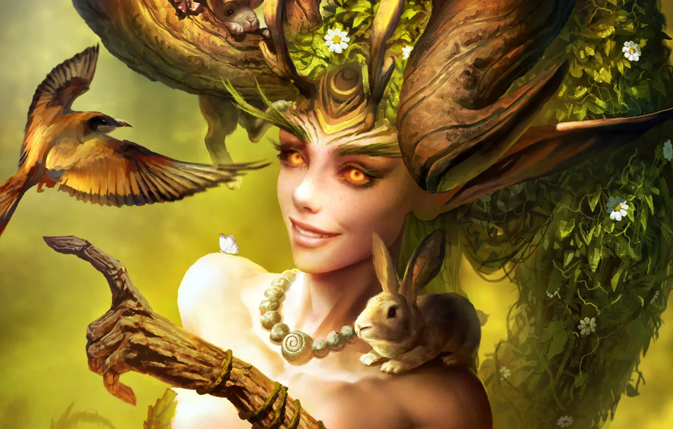 Photo wallpaper look, flowers, nature, animal, plant, art, Heroes of the Storm, Lunara