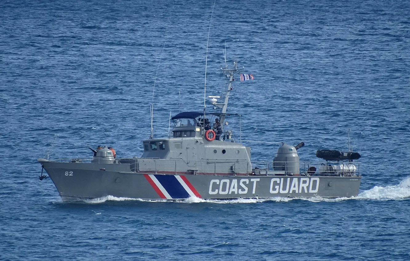 Photo wallpaper boat, Grif, the coast guard, Mauritius