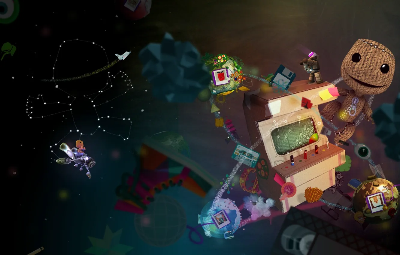Photo wallpaper the game, planet, small, large, game, Little Big Planet, computer games, Sackboy