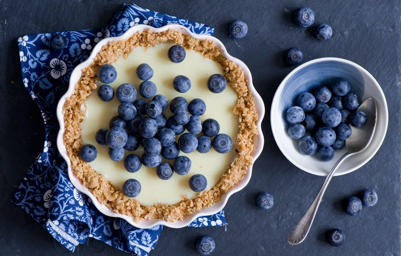 Photo wallpaper berries, pie, blueberries