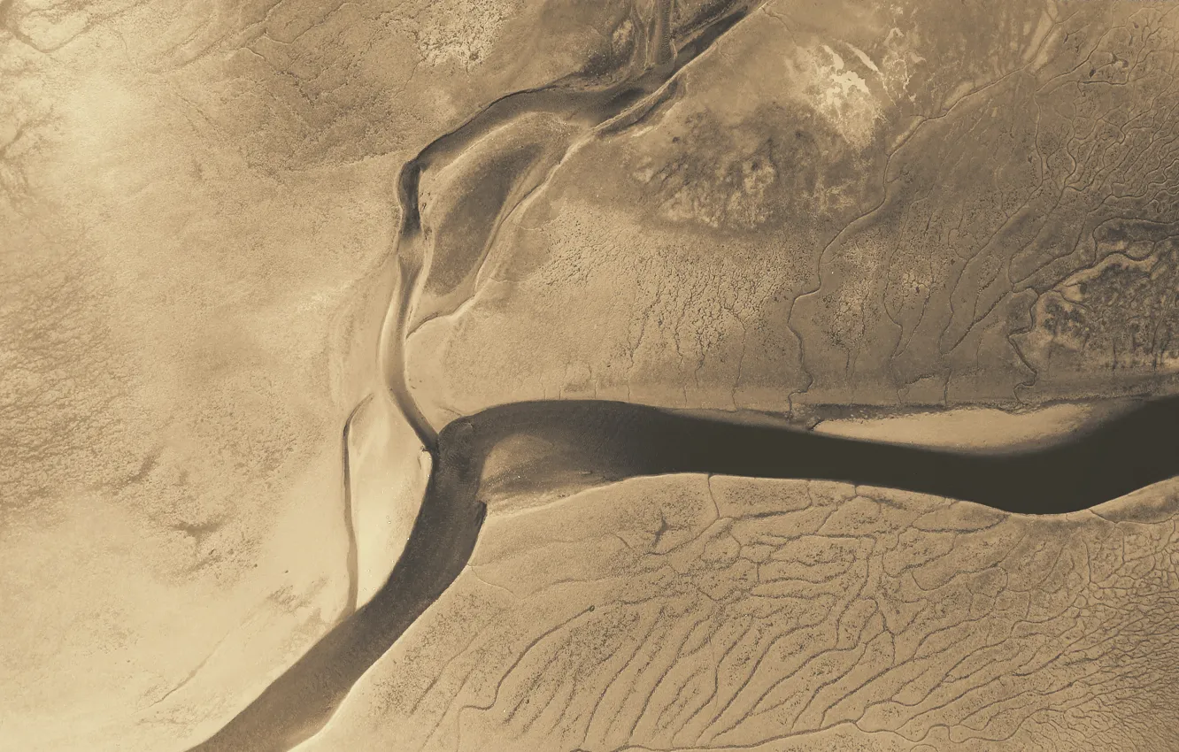 Photo wallpaper river, earth, desert, the view from the top, aerial view, aerial, aerial photography