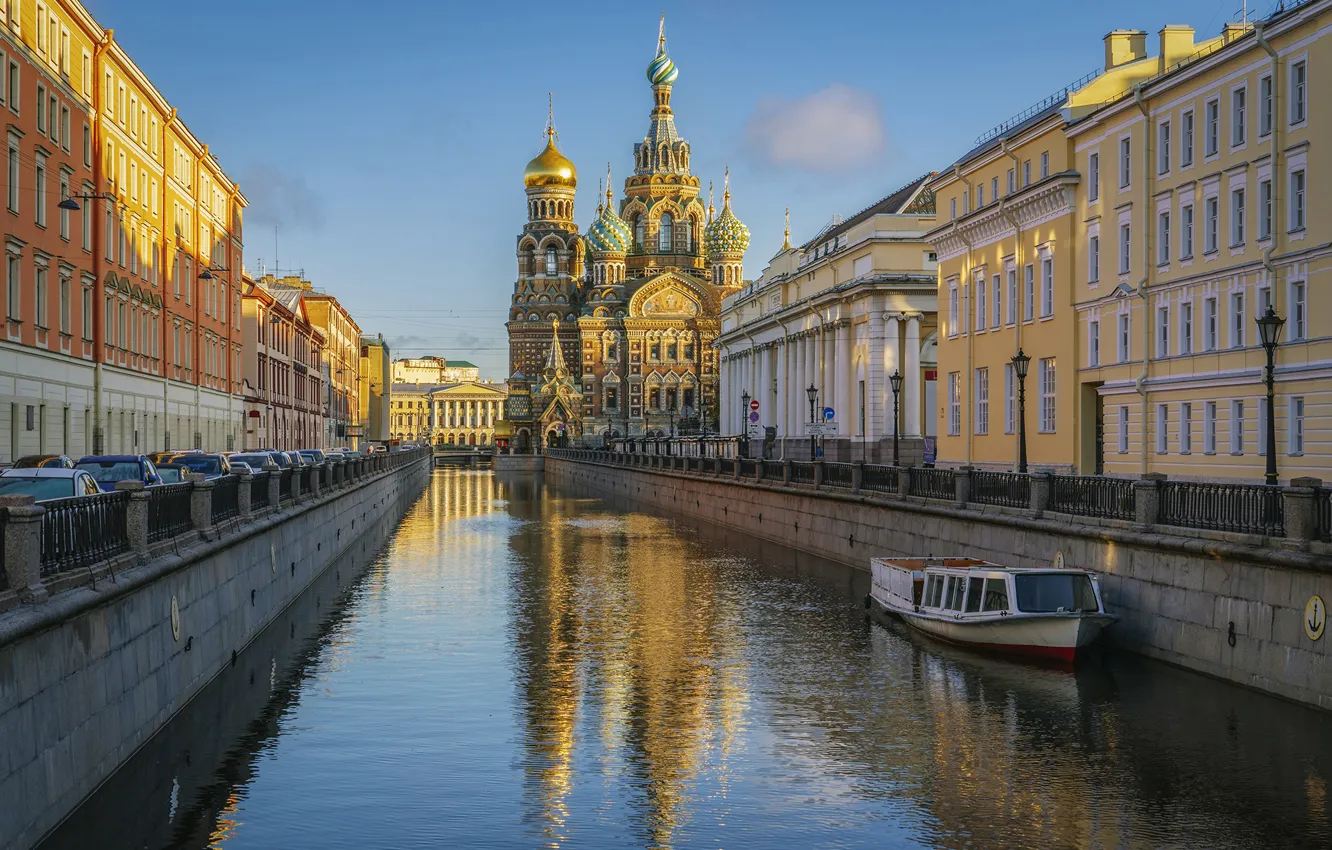 Photo wallpaper the city, building, home, Peter, Saint Petersburg, temple, The Savior on Blood, Griboyedov Canal