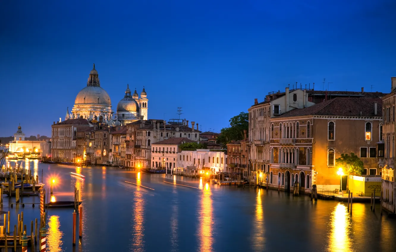 Photo wallpaper building, home, the evening, lighting, Italy, Venice, architecture, The Grand canal