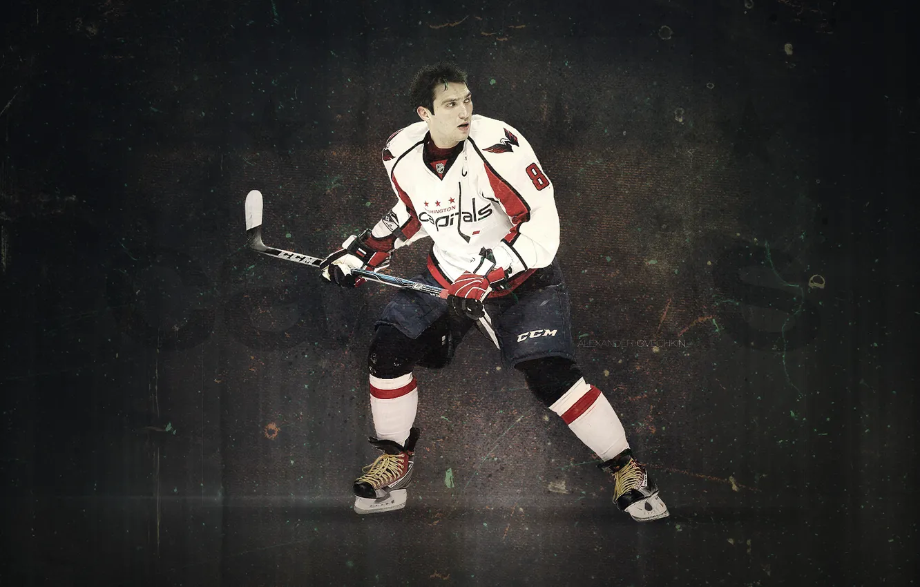 Photo wallpaper stick, hockey player, skates, Alexander, Washington Capitals, Ovechkin