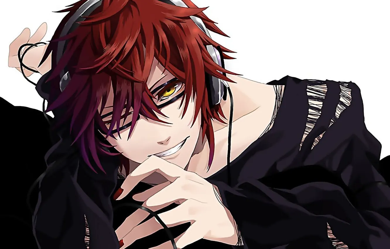 Photo wallpaper headphones, art, glasses, guy, vocaloid, Vocaloid, akaito, Kyou Zip