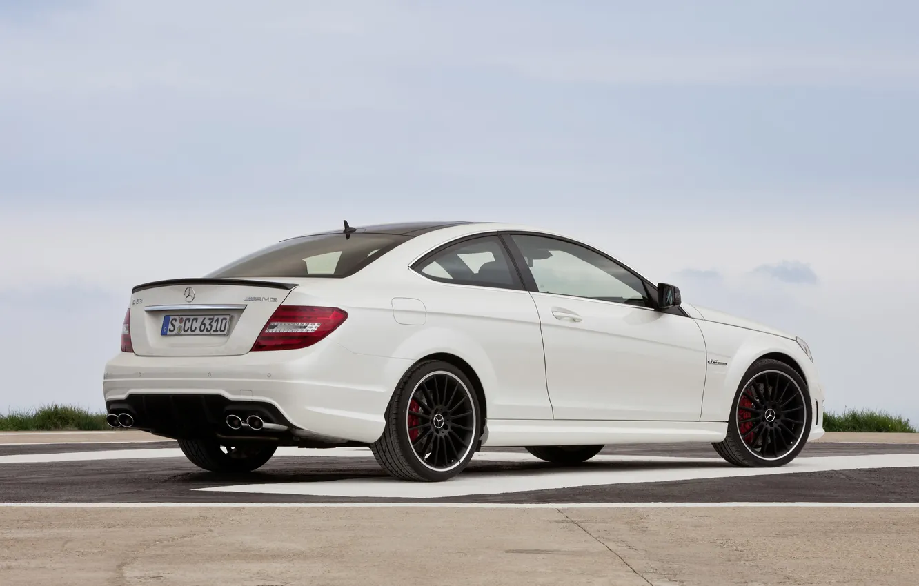 Photo wallpaper car, machine, the sky, sky, 3000x2000, Mercedes C63 AMG Coupe 2012