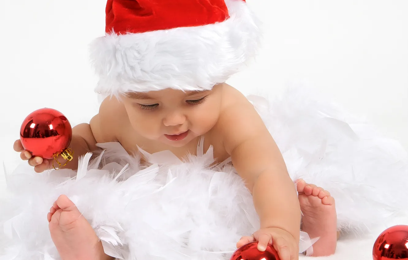 Photo wallpaper holiday, new year, Christmas, Christmas, New Year, child, baby, santa