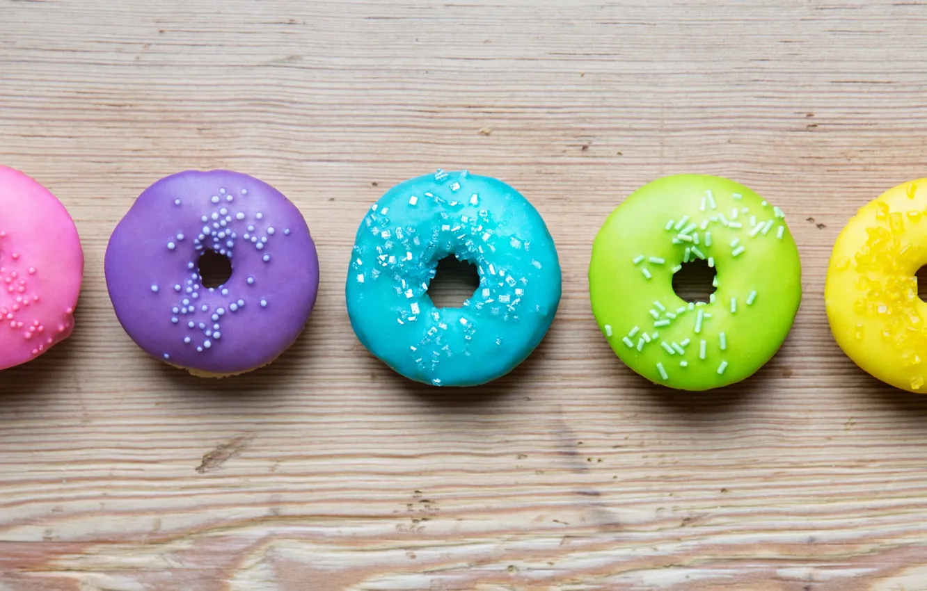 Photo wallpaper colorful, rainbow, donuts, glaze, donuts