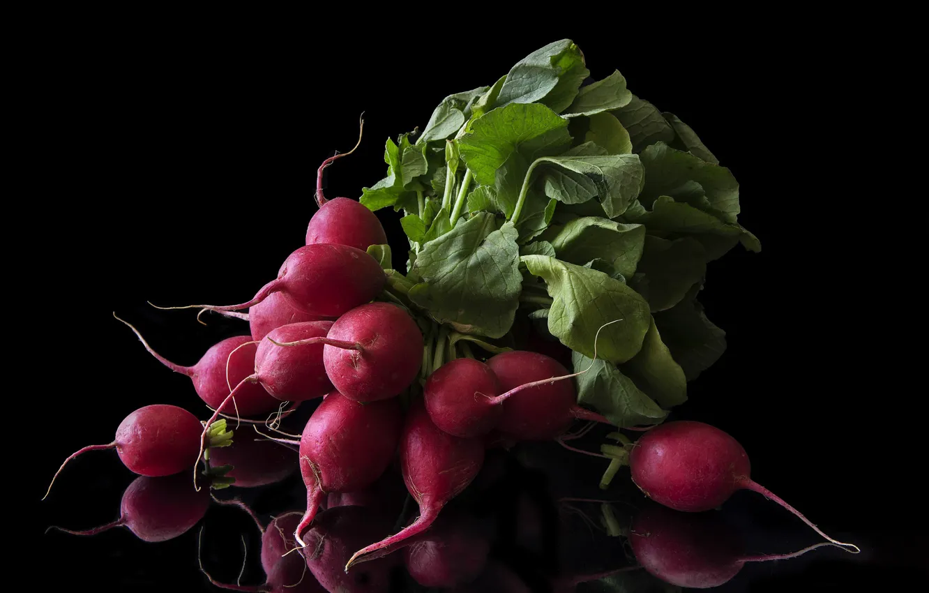 Photo wallpaper background, black, radishes