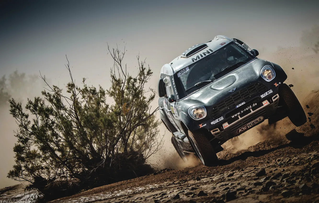 Photo wallpaper race, black, speed, Mini, SUV, Mini Cooper, 308, Rally