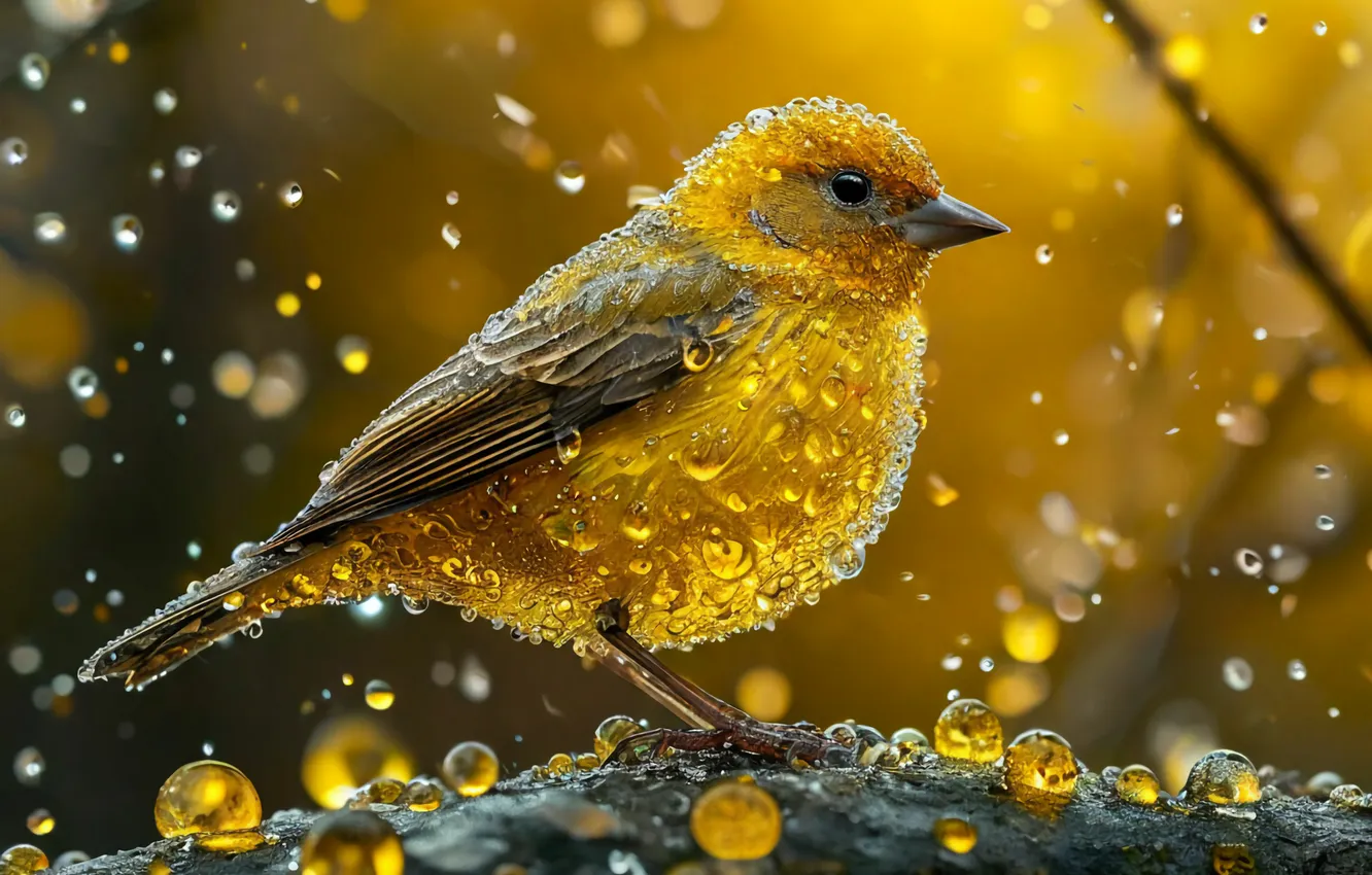 Photo wallpaper yellow, bird