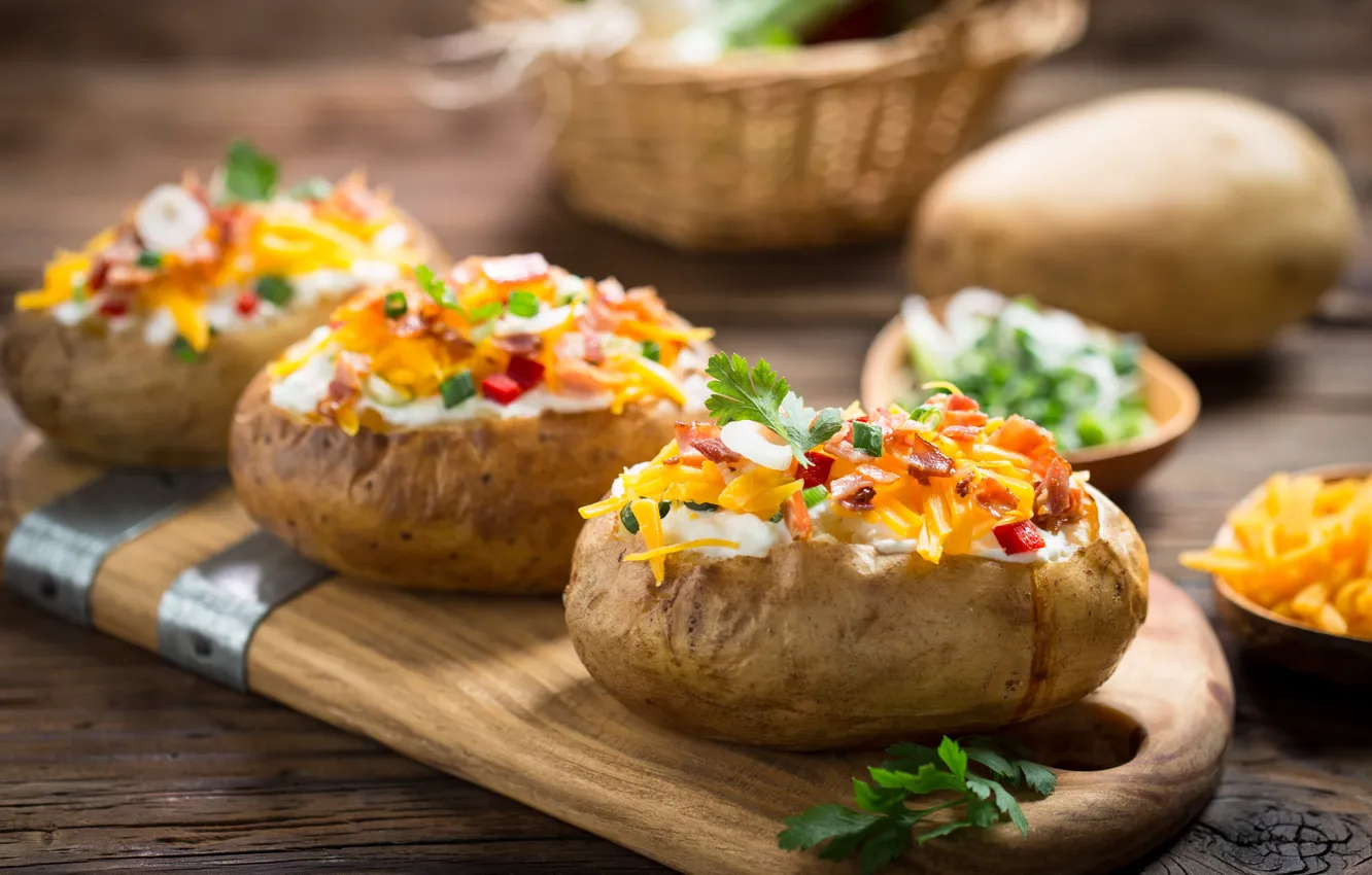 Photo wallpaper filling, potatoes, baked
