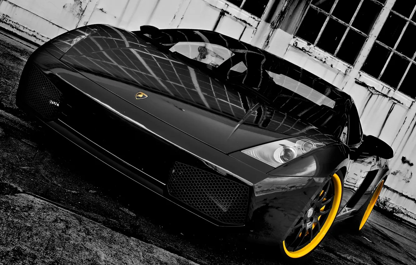 Photo wallpaper machine, black, Lamborghini, 360 three sixty forged, Lamborghini Gallardo