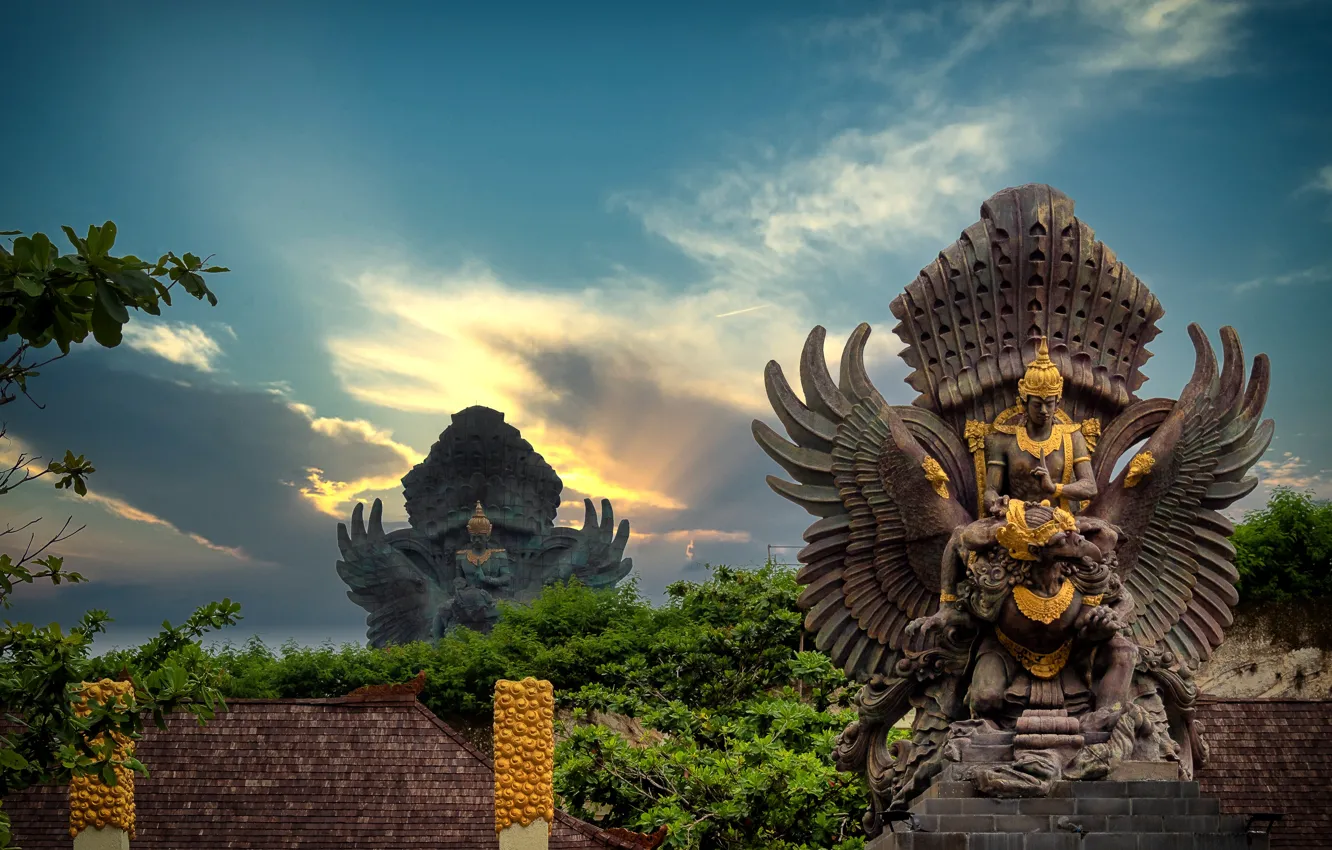 Photo wallpaper Bali, Indonesia, temple, statues, Bali, Indonesia, Onggokanbatue