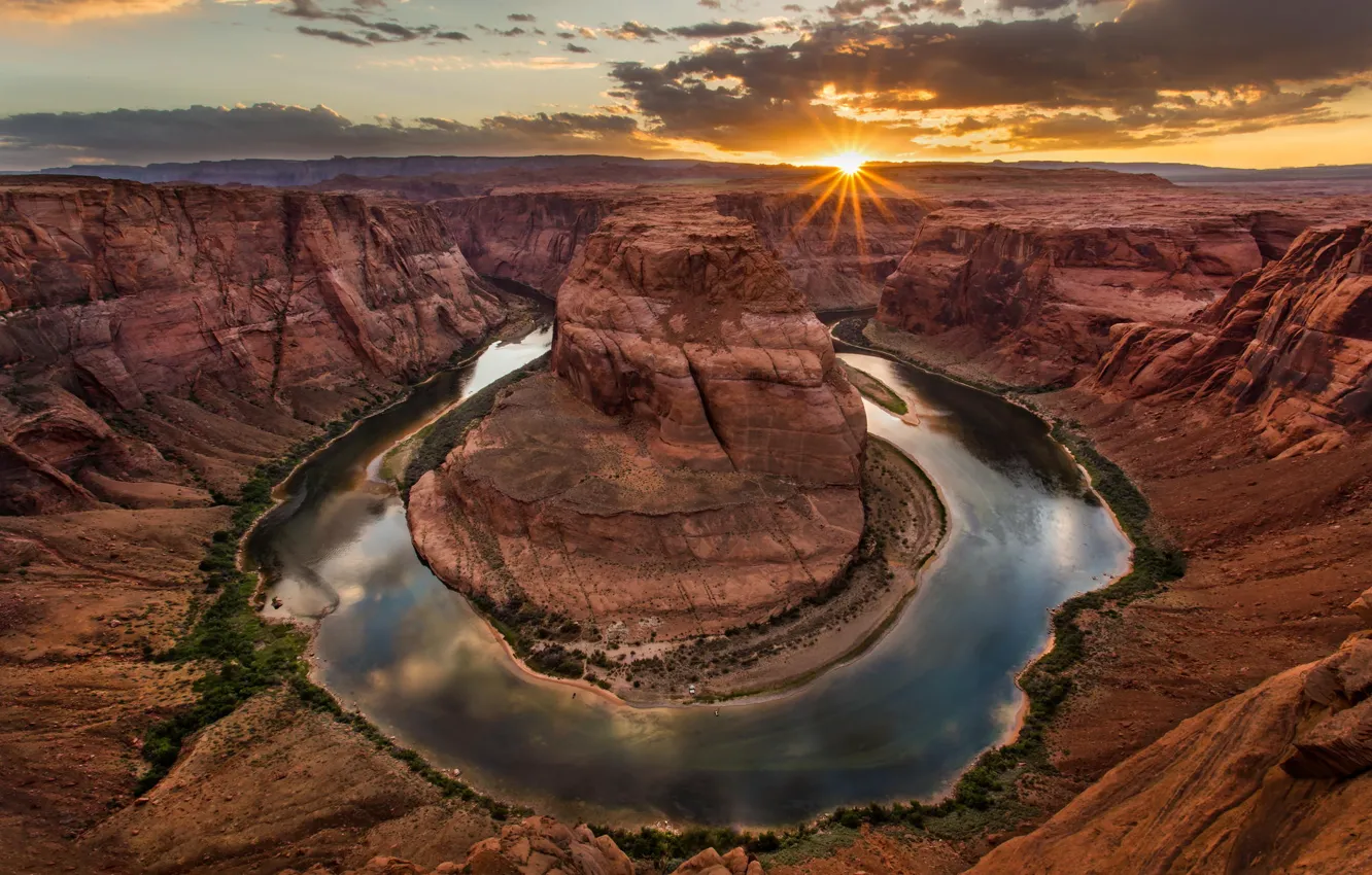 Photo wallpaper landscape, river, height, canyon, Arizona, Horseshoe Bend in Paige