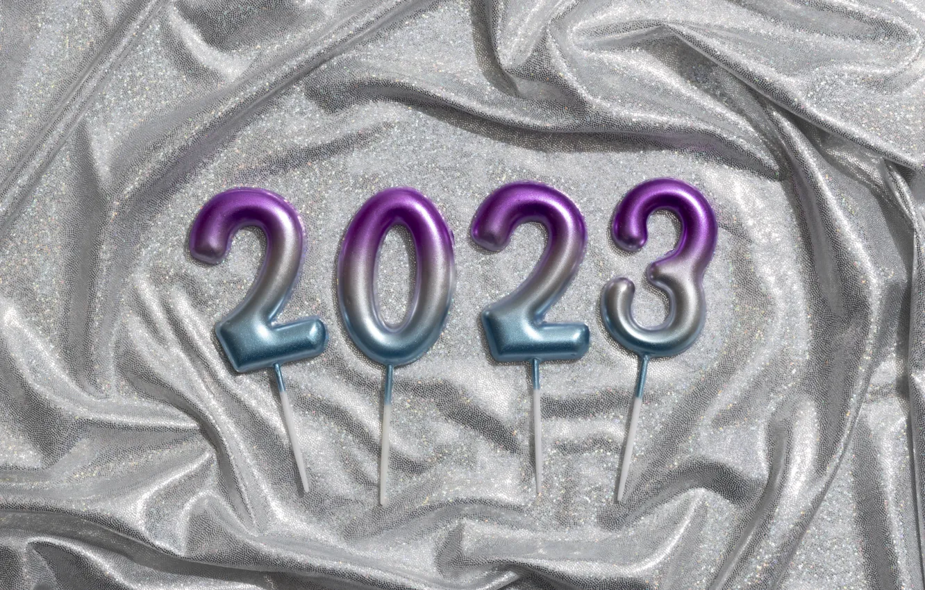 Photo wallpaper lights, holiday, silver, Shine, new year, sticks, figures, fabric