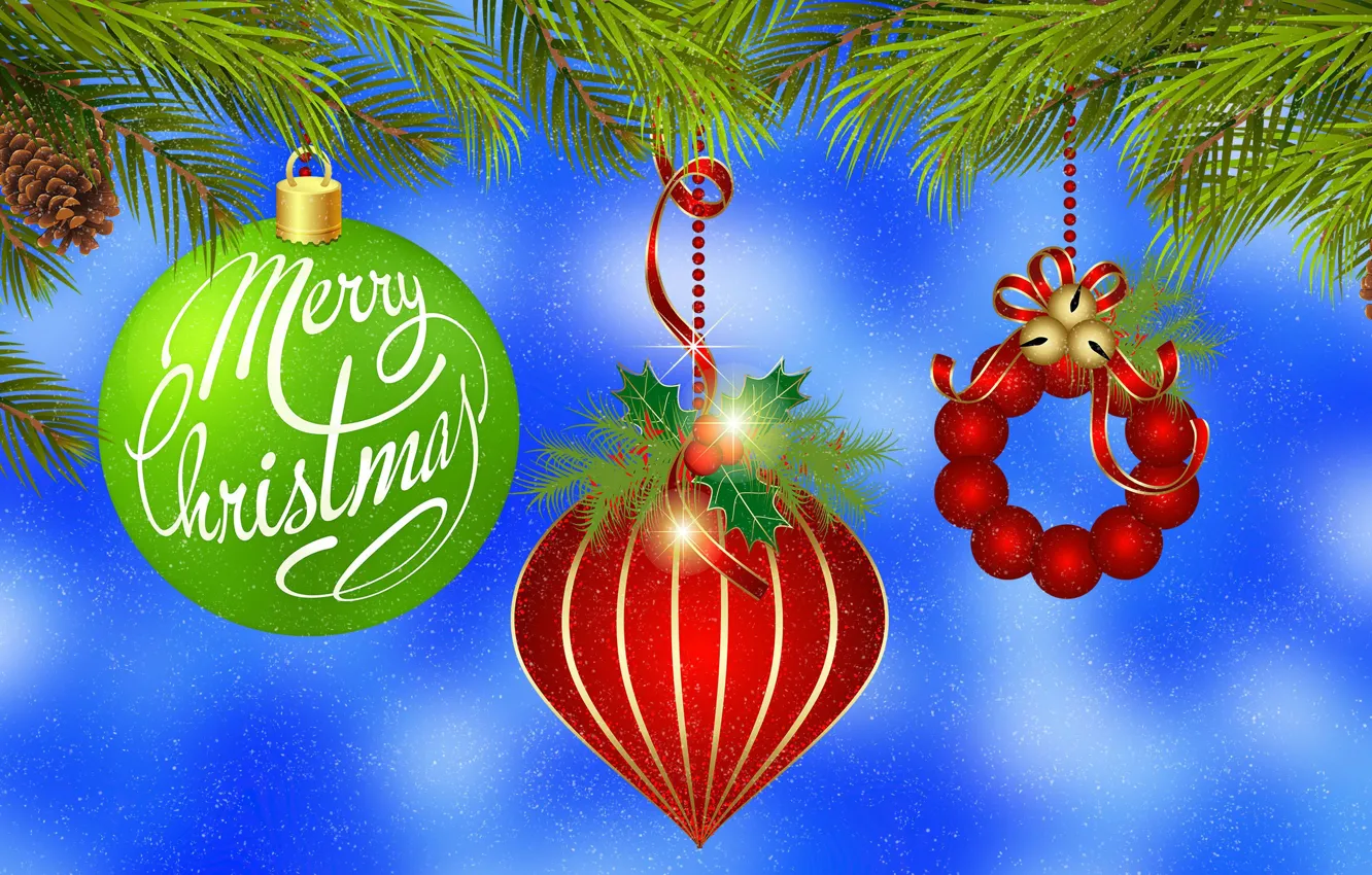 Photo wallpaper Graphics, Bombki, Twigs