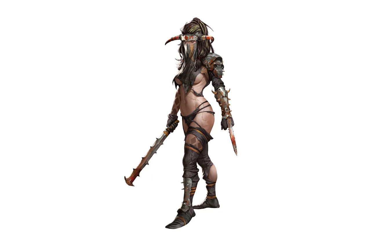 Photo wallpaper girl, weapons, warrior, costume
